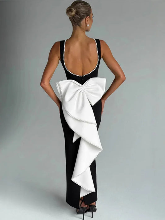 BLACK BACKLESS MAXI DRESS