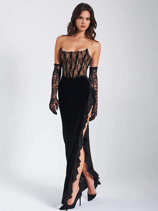 BLACK CORSET MAXI DRESS