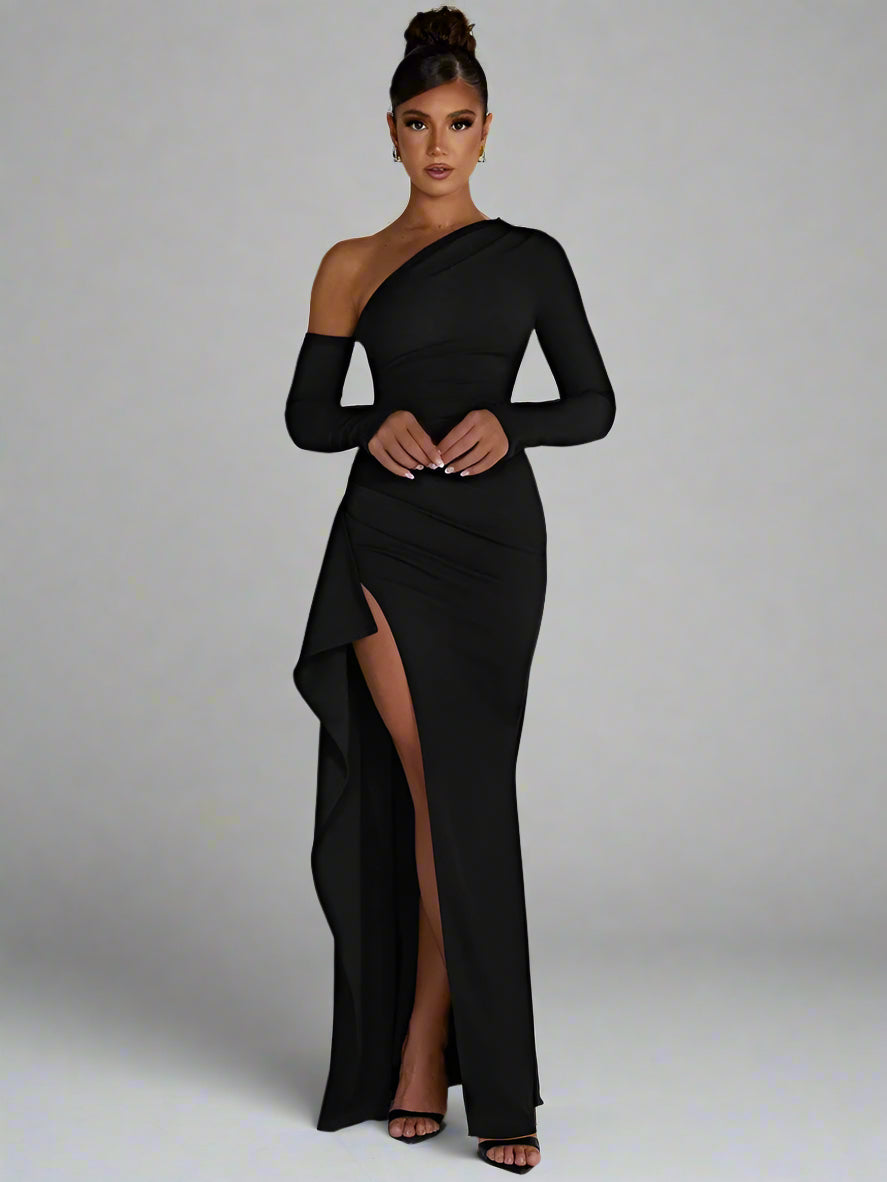 BLACK LONG SLEEVE MAXI DRESS