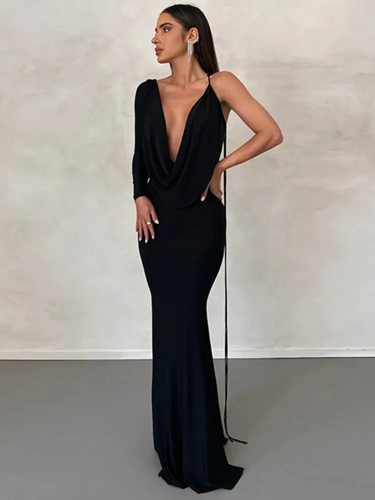 DEEP V NECK MAXI DRESS