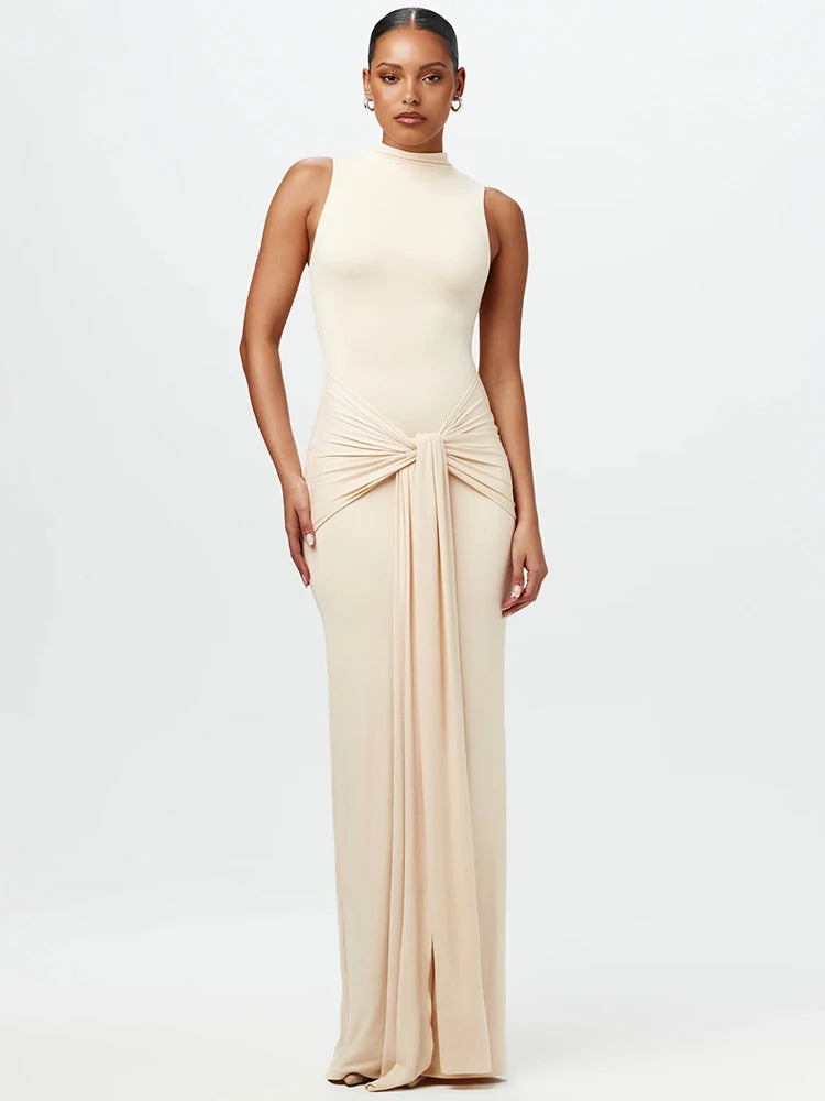 HIGH NECK SLEEVELESS MAXI DRESS