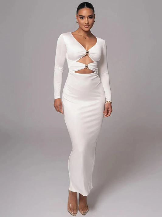 LONG SLEEVE WHITE MAXI DRESS