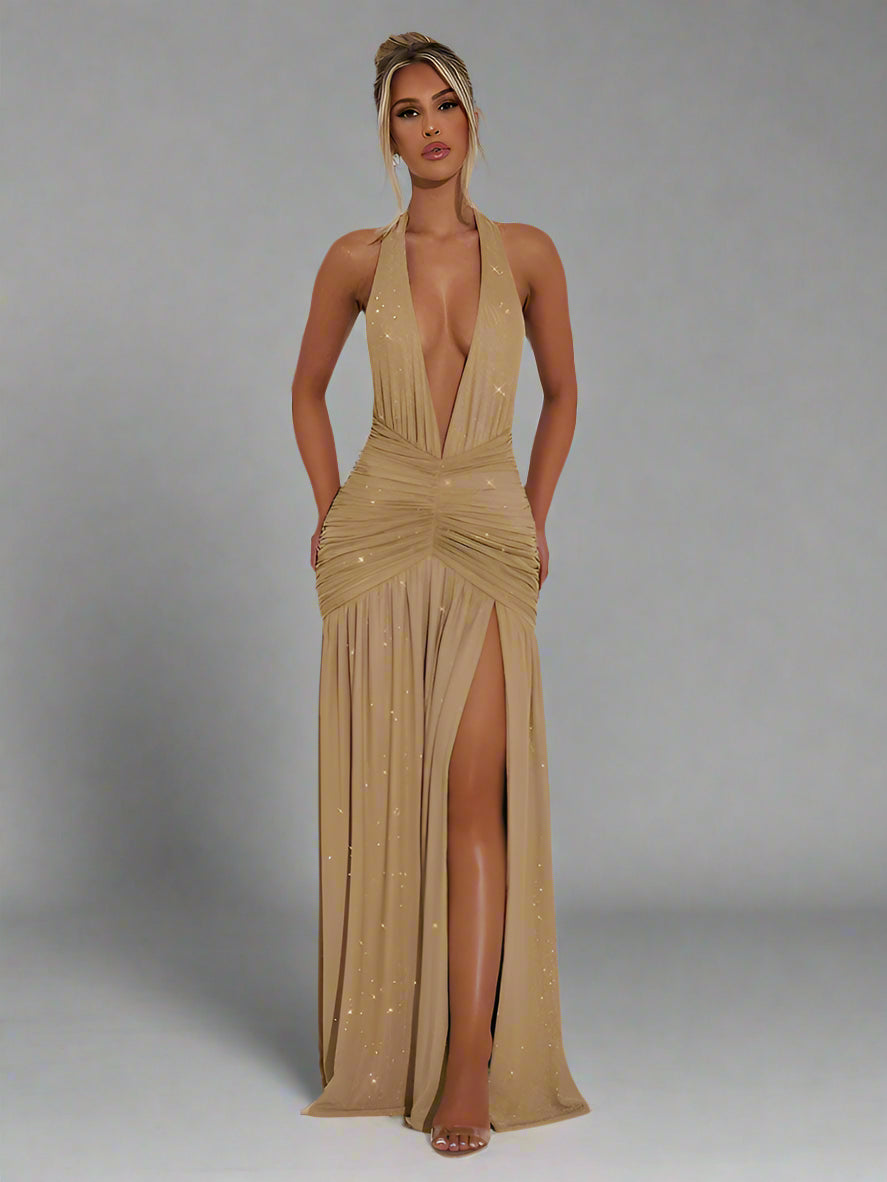 MAXI DEEP V NECK DRESS