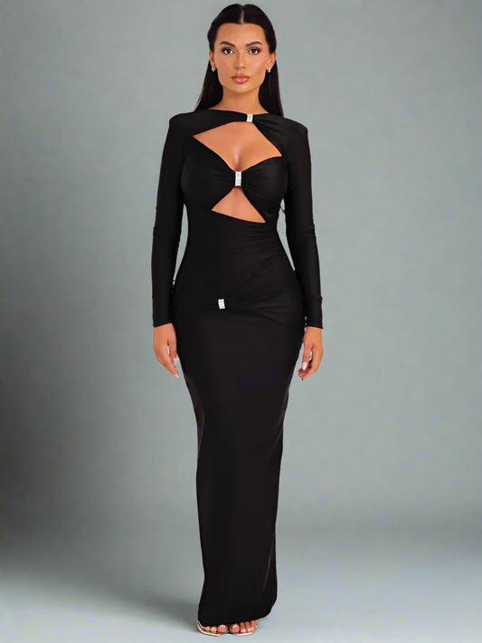 MAXI DRESS BLACK WITH SLEEVES