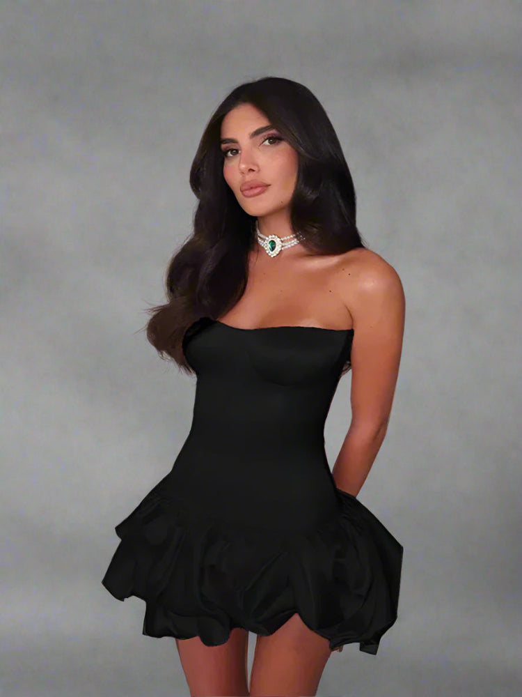 MINI BLACK STRAPLESS DRESS