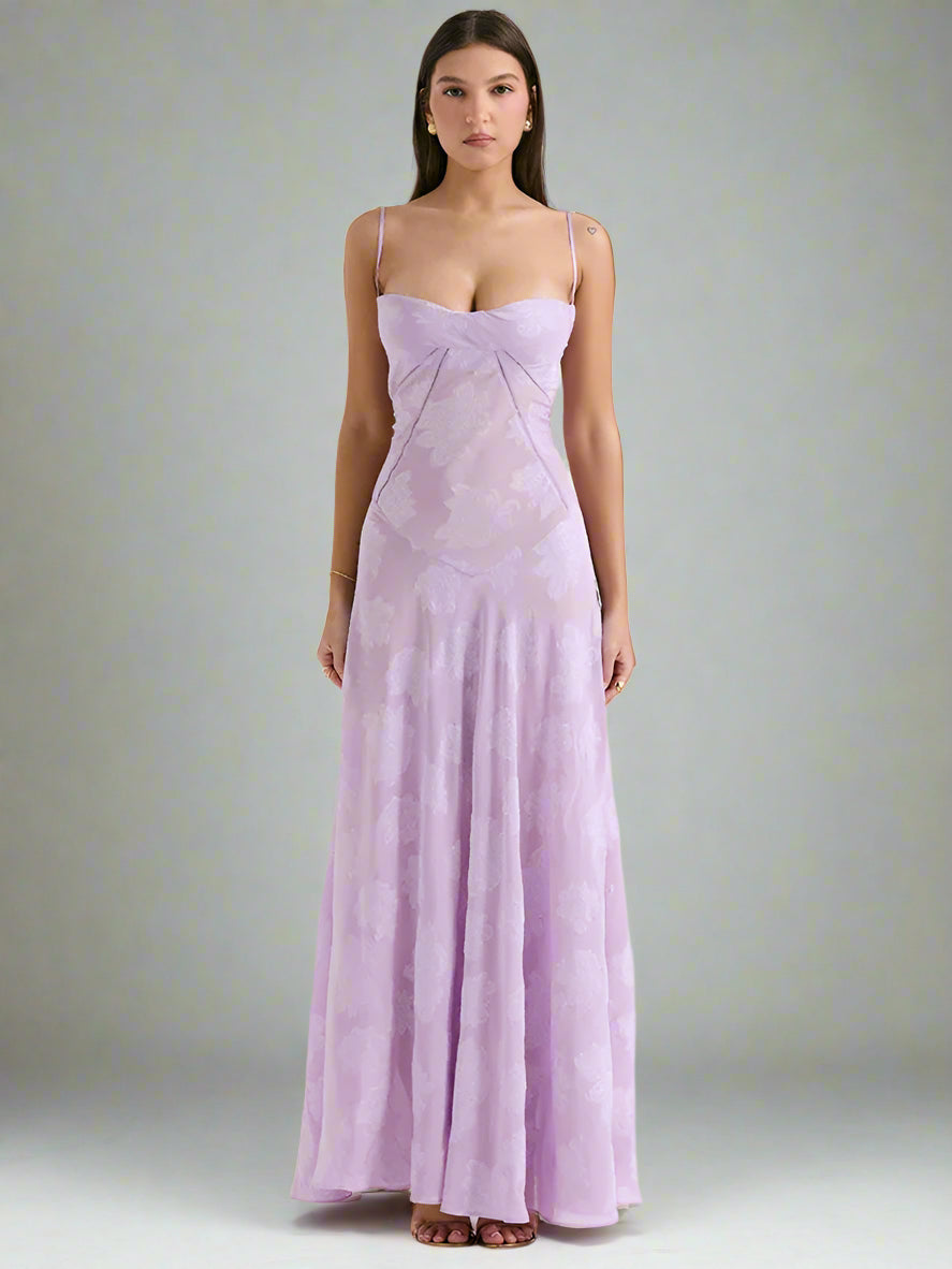 PURPLE STRAPLESS MAXI DRESS