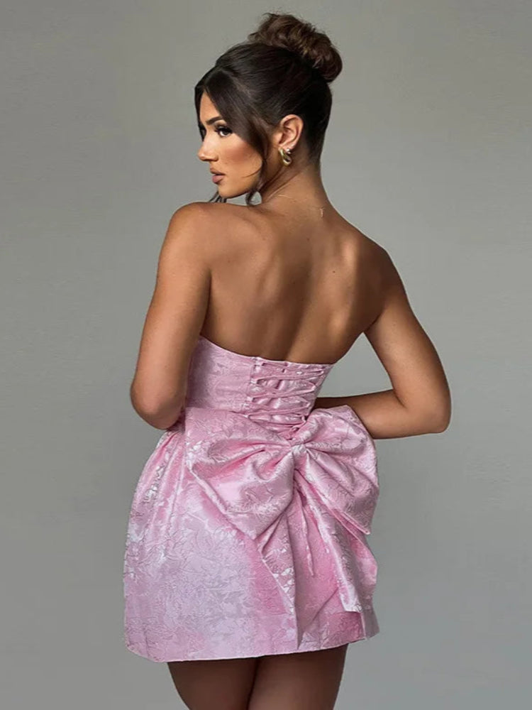 STRAPLESS FLORAL MINI DRESS