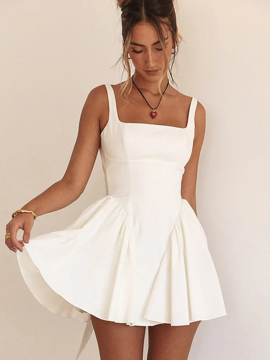 WHITE MINI SLEEVELESS DRESS